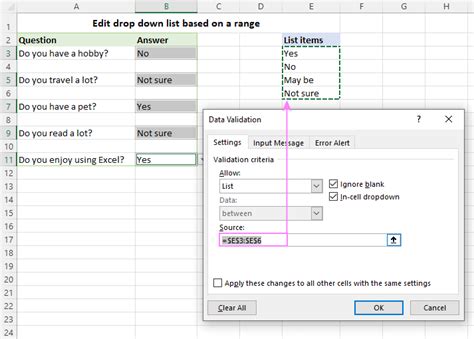 Drop Down Range In Excel