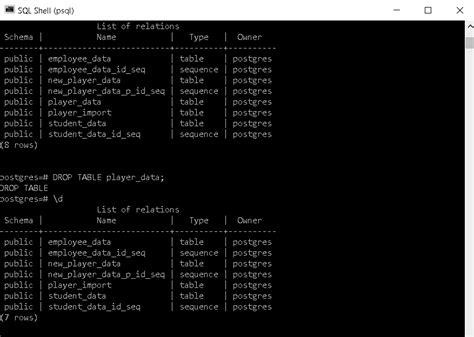 Drop Table In Postgresql Example
