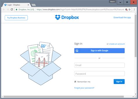 dropbox business sign in