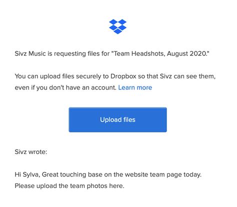 dropbox email notifications when file added
