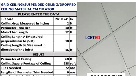 Dropped Ceiling Cost Calculator