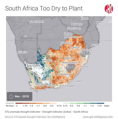 drought in south africa map