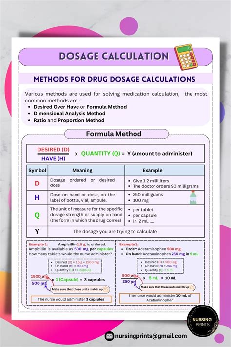 drug calculation formula with example pdf