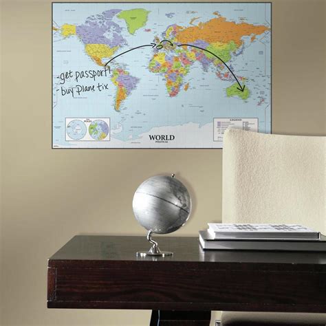 dry erase world map wall mural
