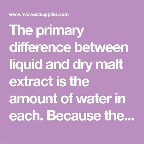 Dry Malt Extract Vs Liquid