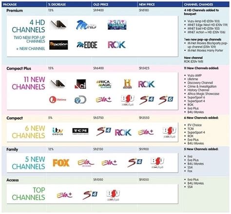 dstv access package channels list