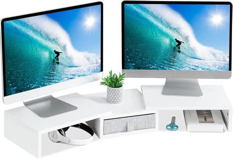 dual monitor stand white