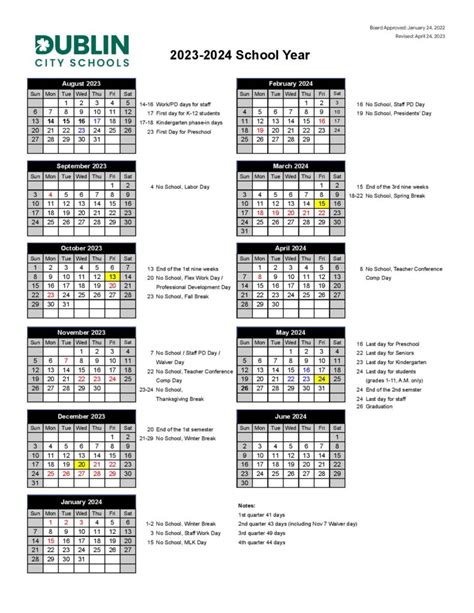 dublin school district calendar 2023-24