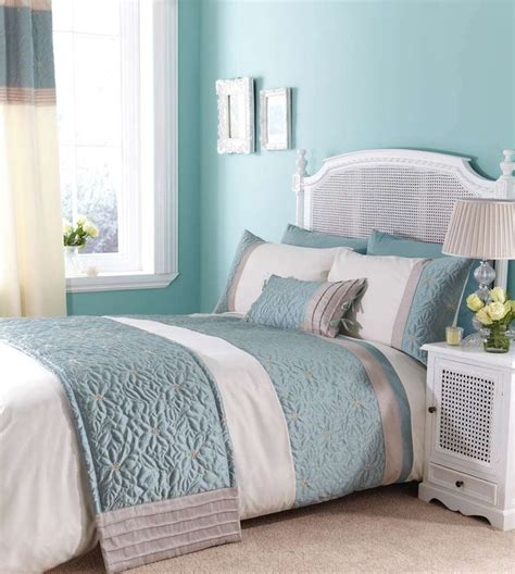 Duck Egg Blue Bedroom Ideas With Brown Bedding Warm and