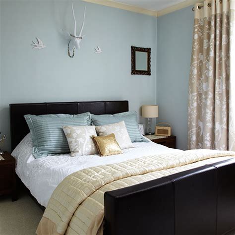 Duck egg blue bedroom with gold accents Decorating