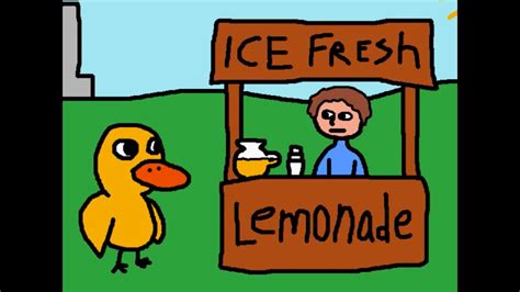 Duck walking up to a lemonade stand