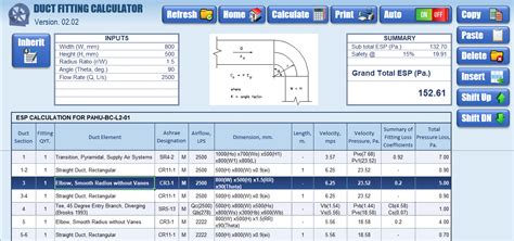 Duct Area Calculation Excel Sheet Lopez