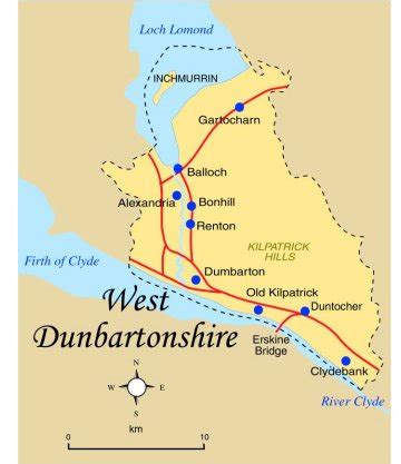 dunbartonshire scotland map