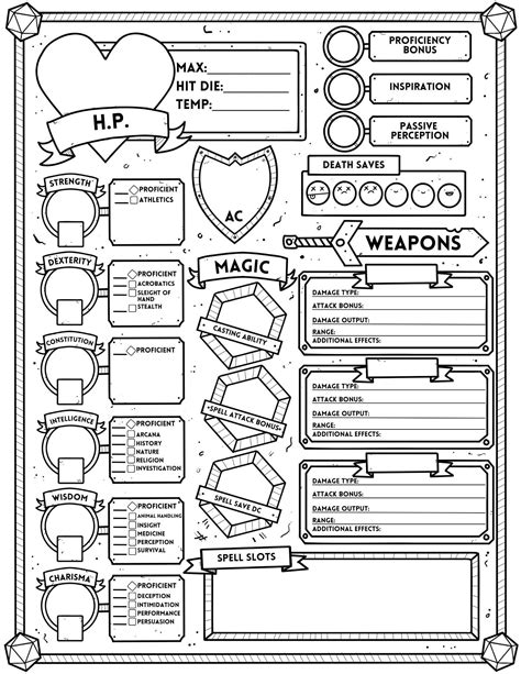 I designed a D&D 5e character sheet today. It has a blank space to draw