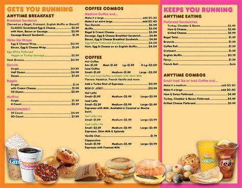 dunkin donuts menu pdf