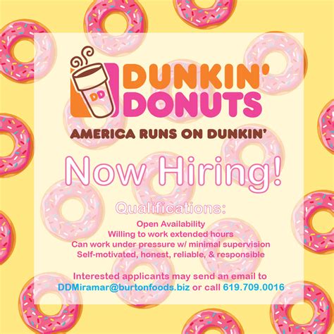 dunkin donuts now hiring