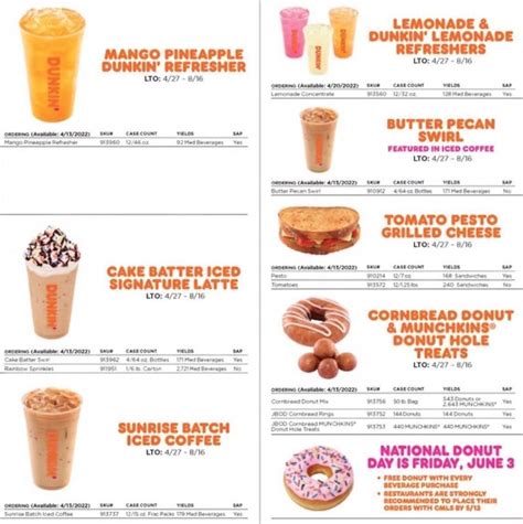 dunkin menu 2024