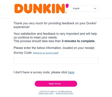 dunkinrunsonyou.com survey code