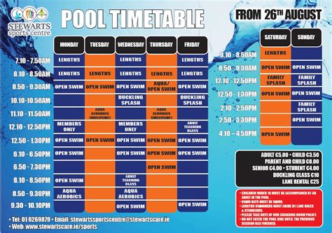 dunstable swimming pool timetable