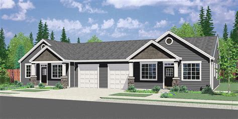 Duplex plan with open layout and garage per unit PlanSource, Inc