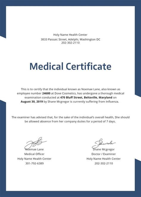 Medical Certificate Template 38+ Free Samples & Formats