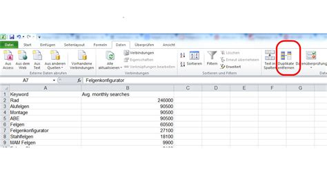 duplikate in excel tabelle entfernen