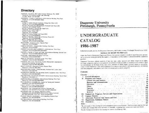 Duquesne Course Catalog