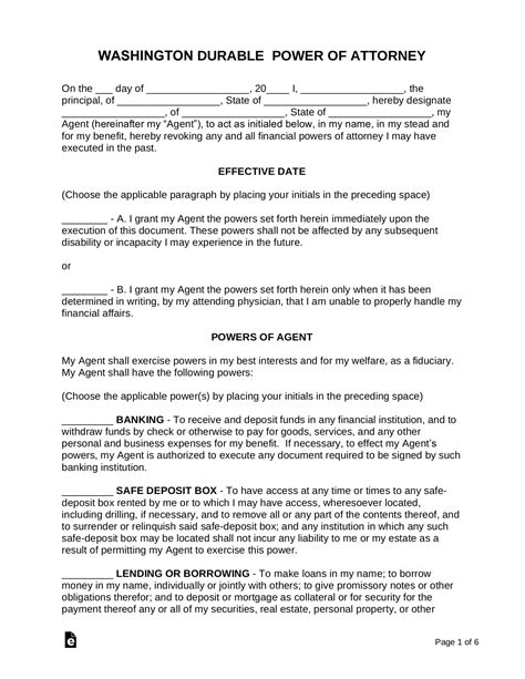 Free Maine Durable (Financial) Power of Attorney Form PDF WORD