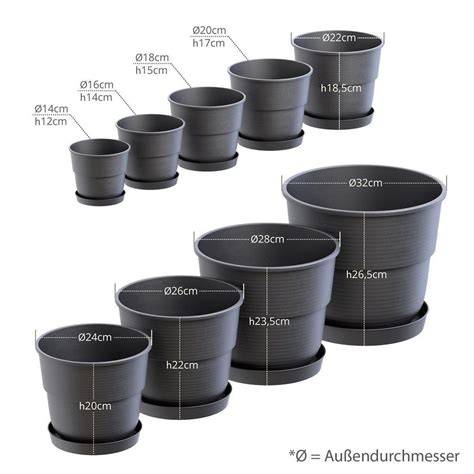 Blumentopf CYLINDRO rund aus Kunststoff Gartencenter Pflanzgefäße Töpfe