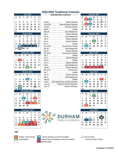 Durham Public Schools Traditional Calendar