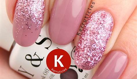 Dusky Pink Nails With Glitter Gel Kerruticles