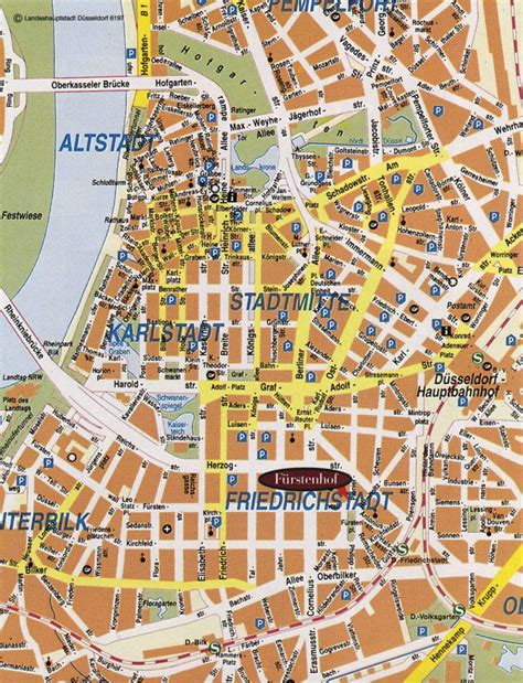 Large map of Dusseldorf with other marks Dusseldorf Germany
