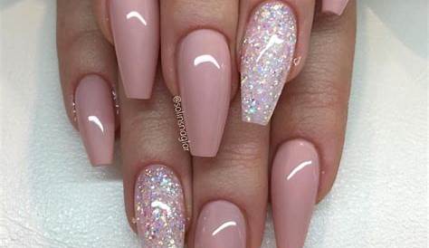 Dusky pink gel with glitter nail art by Claire Kerr Nailpolis Museum