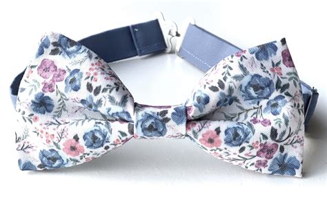dusty blue floral bow tie