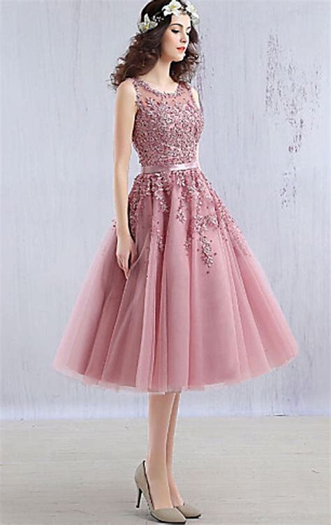 Dusty Pink Corset Midi Dress Pink Wedding Dress Tulle Etsy