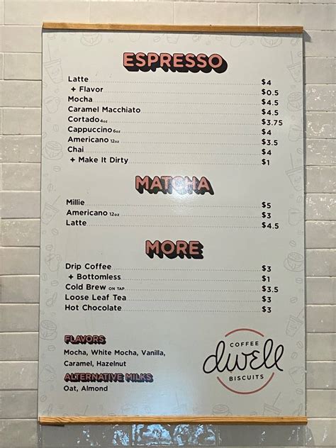 Dwell Coffee Menu