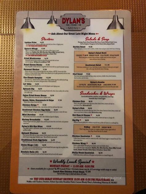 dylan coastal resort menu