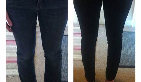 "Before and after navy DYLON dye to revitalise old jeans