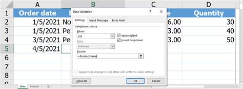 dynamic list excel data validation