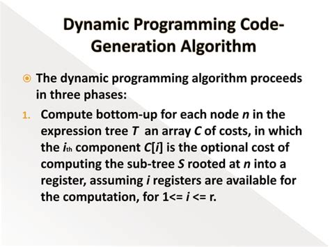 dynamic programming code generation in compiler design ppt