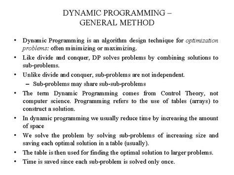 dynamic programming general method