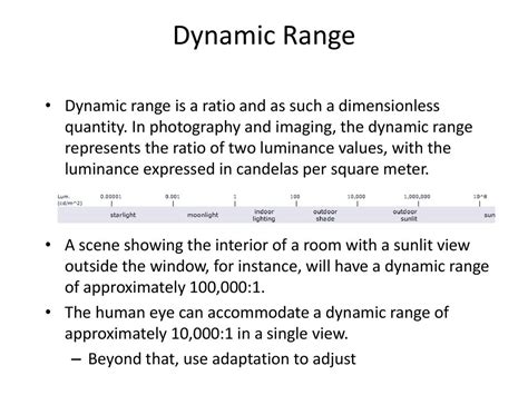 Dynamic Range Values
