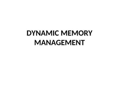 Dynamic Memory Allocation In C PowerPoint Slides LearnPick India