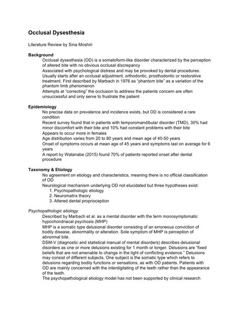 Dysesthesia Glossary