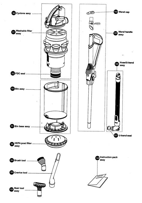 dyson ball vacuum cleaner parts list