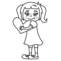 dziewczynka rysująca serce kolorowanka