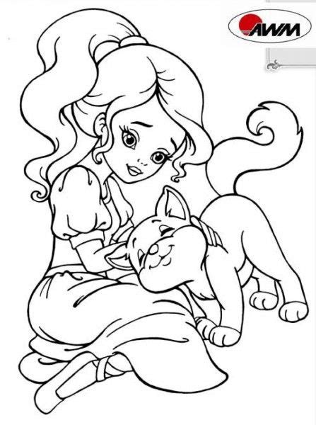 dziewczynka z kotkiem kolorowanka