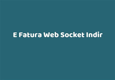 e fatura web socket download