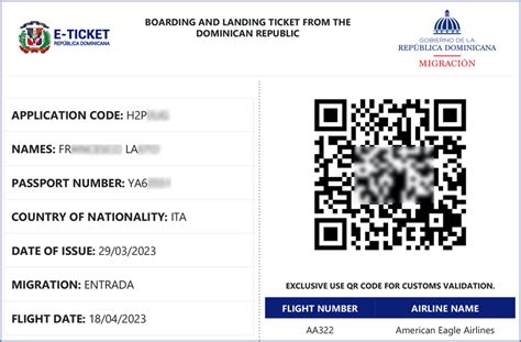 e ticket for departing from punta cana