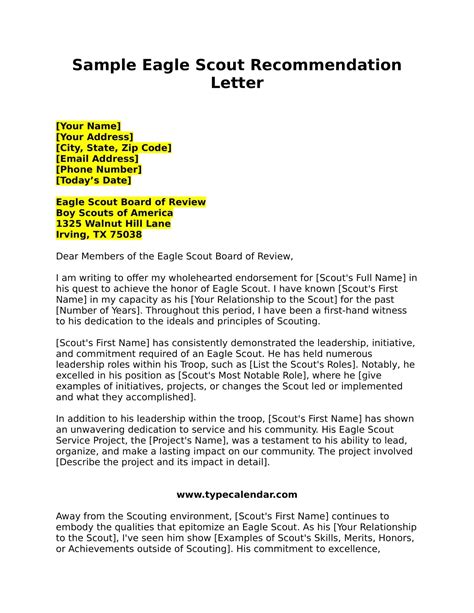25 Eagle Scout Letter Examples TemplateArchive